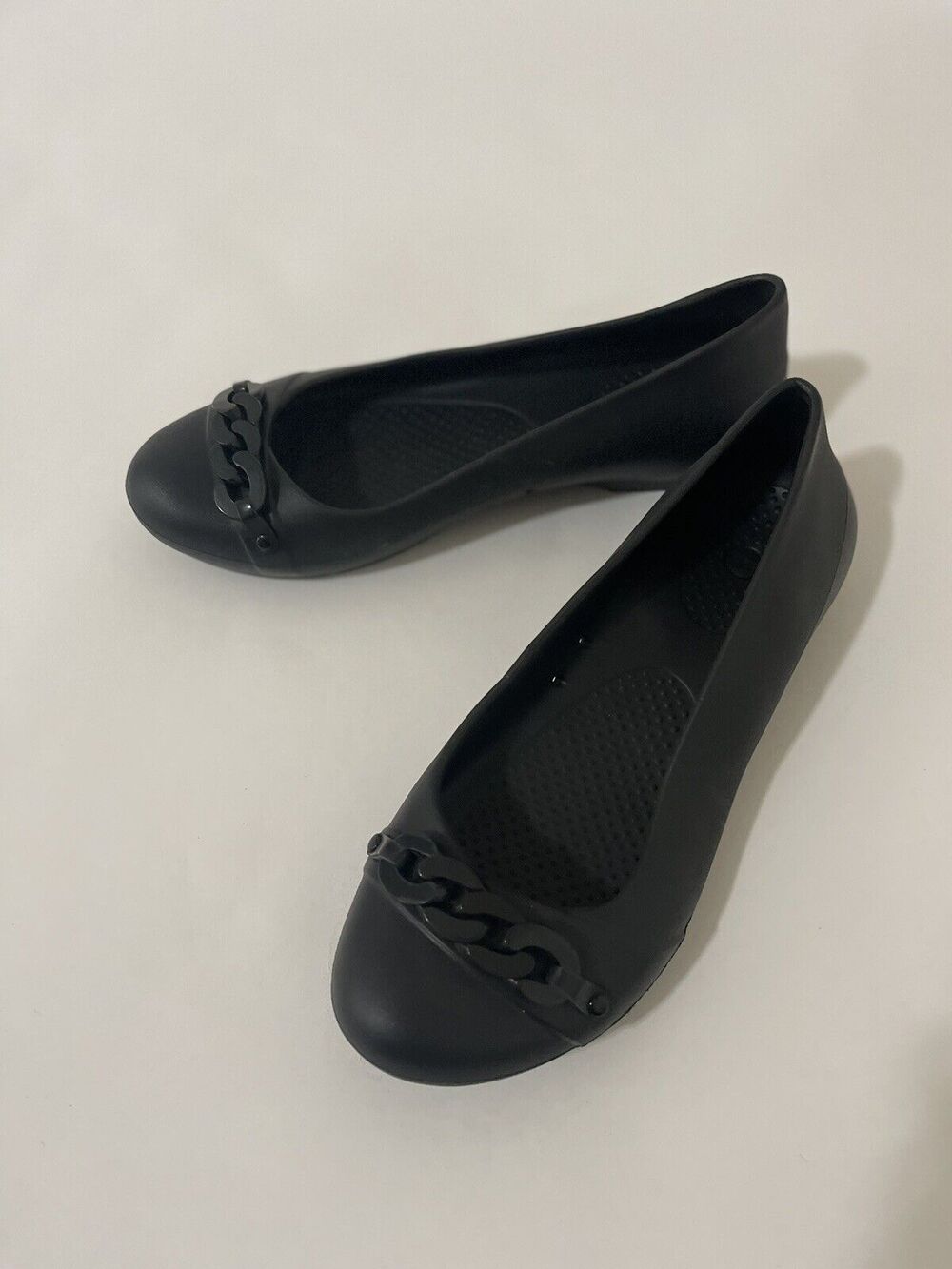 Crocs Gianna Chain Link Ballet Flats Slip On Shoes Women's Size 7 Black 14574